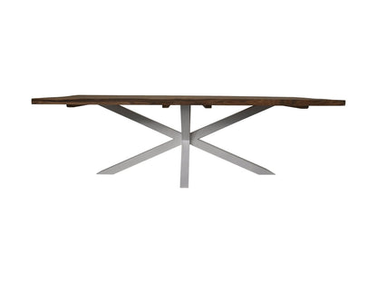 HSM Collection-Rechthoekige Tuintafel-180x90x76-Naturel/Wit-Teak/Metaal