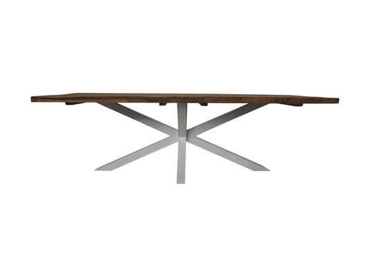 HSM Collection-Rechthoekige Tuintafel-180x90x76-Naturel/Wit-Teak/Metaal