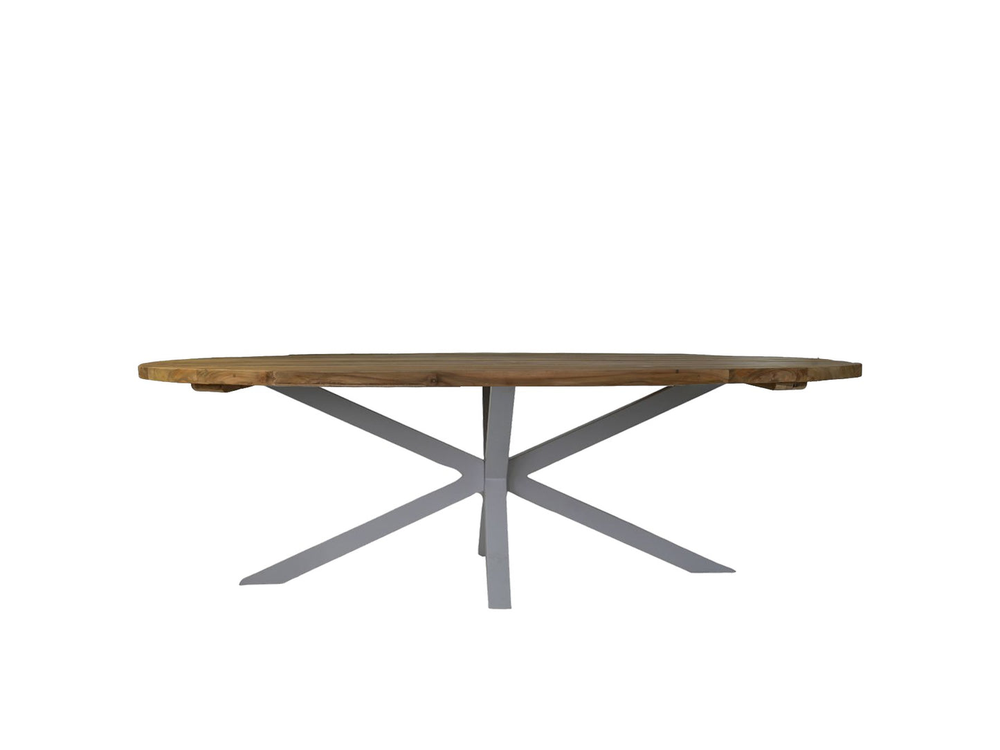 HSM Collection -Tuintafel ovaal - 220x110x78 - Naturel/Wit - Oud teakhout/metaal