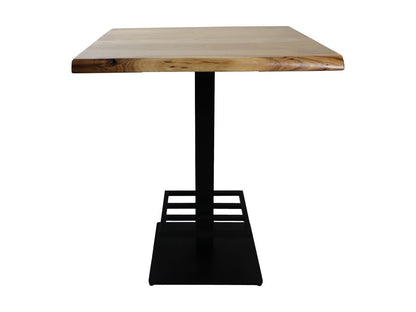 HSM Collection-Vierkante Bartafel 1 Pilaar-80x80x92-Naturel/Zwart-Acacia/Metaal
