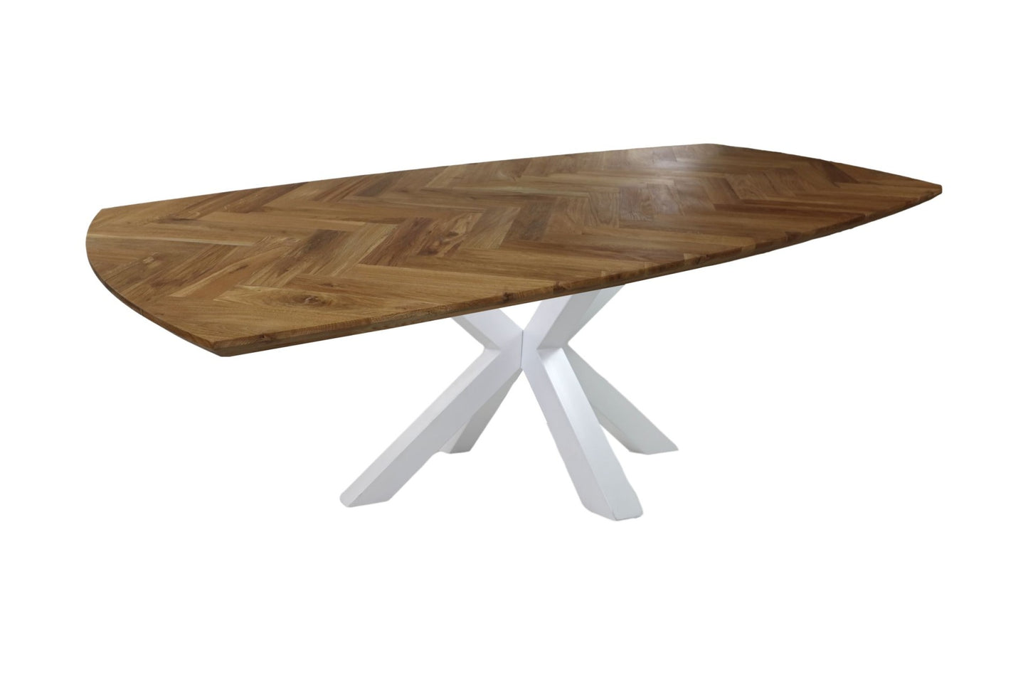 HSM Collection-Danish Eettafel Fishbone-220x110x76-Naturel/Wit-Eiken/Metaal