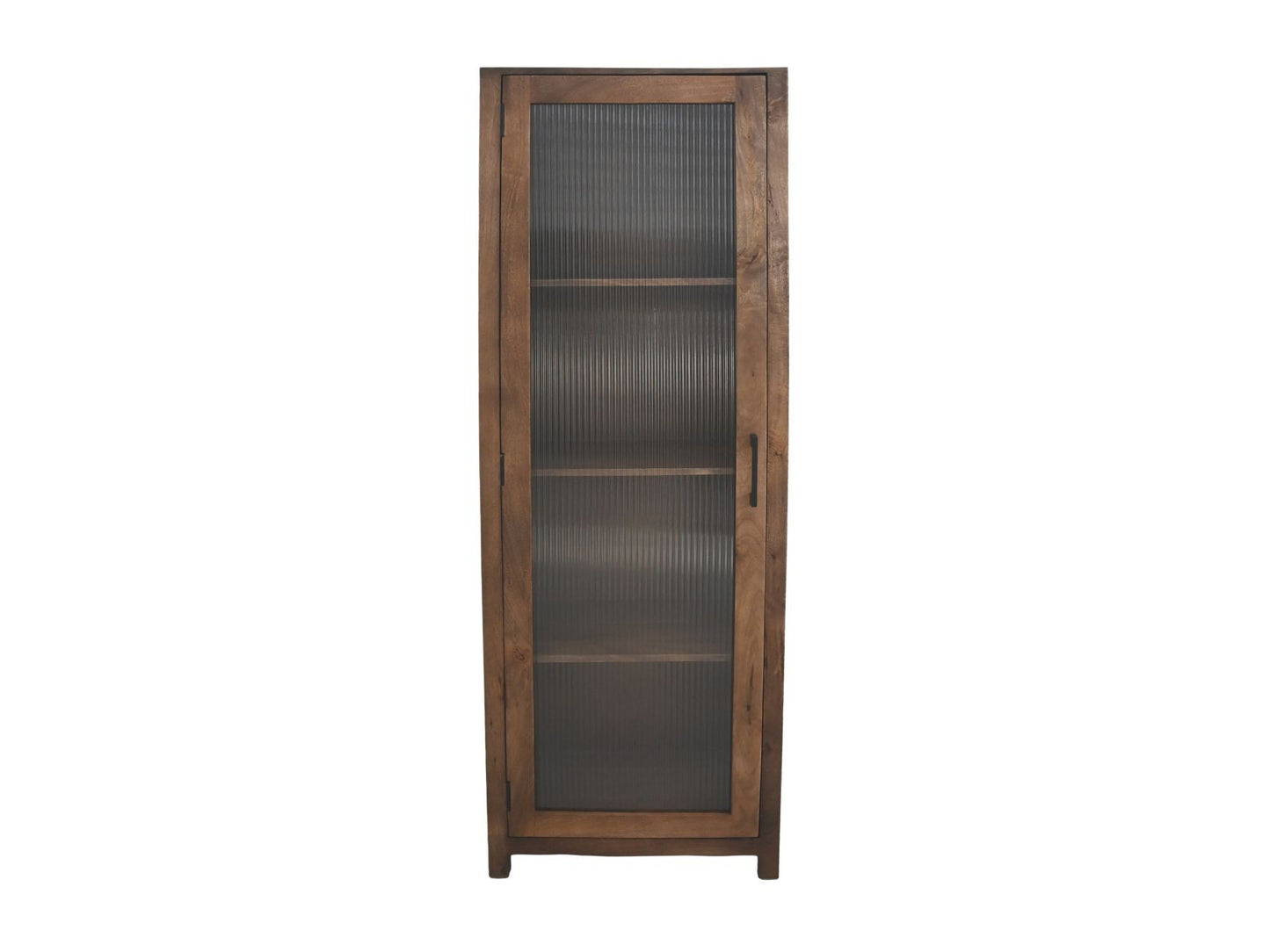 HSM Collection-Vitrinekast 1 Deur Links-60x40x180-Naturel-Mango/Glas