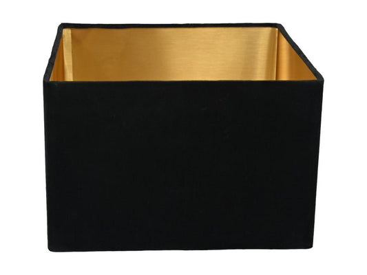 HSM Collection-Vierkante Lampenkap-42x42x28-Zwart/Goud-Stof
