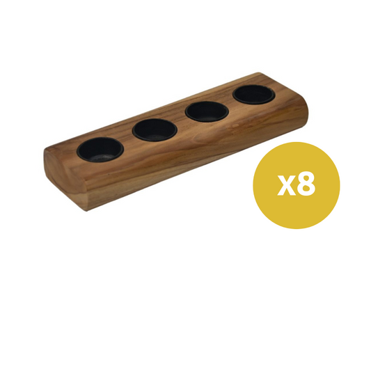 HSM Collection-Waxinelichthouder 4 Gaten S/8-10x30x4-Naturel-Teak