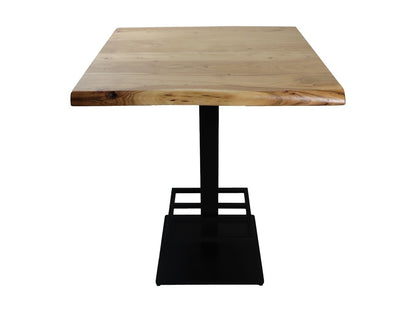 HSM Collection-Vierkante Bartafel 1 Pilaar-80x80x92-Naturel/Zwart-Acacia/Metaal