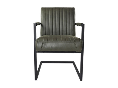 HSM Collection-Eetkamerstoel Texas Met Arm S/2-55x50x85-Groen/Zwart-Leder/Metaal
