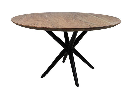 HSM Collection-Ronde Eettafel Zurich-ø120x76-Naturel/Zwart-Acacia/Metaal