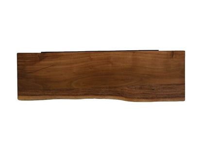 HSM Collection-Wandplank Live Edge -70x20x4-Naturel/Zwart-Acacia/Metaal