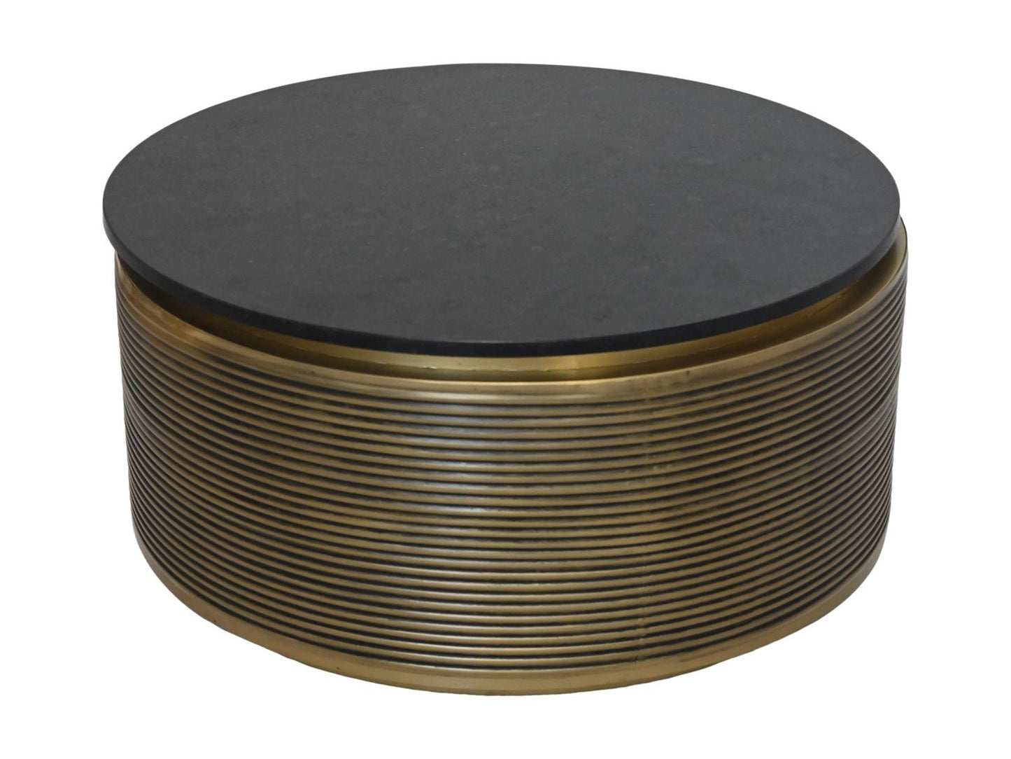 HSM Collection-Ronde Salontafel Rible-ø80x40-Goud/Zwart-Marmer/Metaal