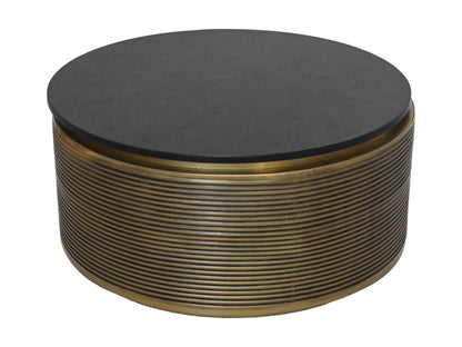 HSM Collection-Ronde Salontafel Rible-ø80x40-Goud/Zwart-Marmer/Metaal