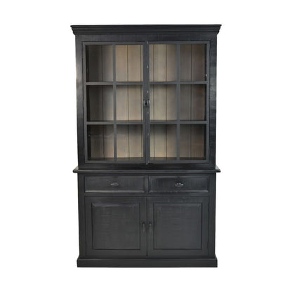 HSM Collection-Buffetkast Provence 4 Deur 2 La-130x48x215-Zwart/Grijs-Mango/Metaal