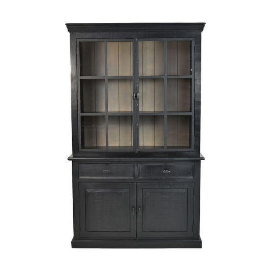 HSM Collection-Buffetkast Provence 4 Deur 2 La-130x48x215-Zwart/Grijs-Mango/Metaal