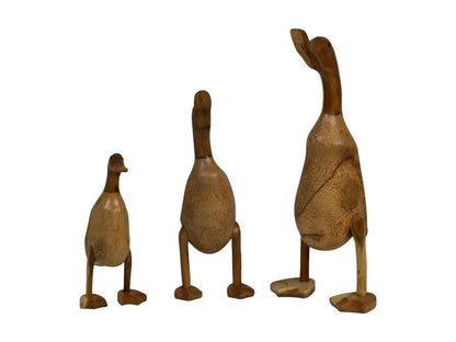 HSM Collection-Houten Eend Handgemaakt S/3-15x13x10/20x17x12/43x33x22-Naturel-Bamboe/Teak
