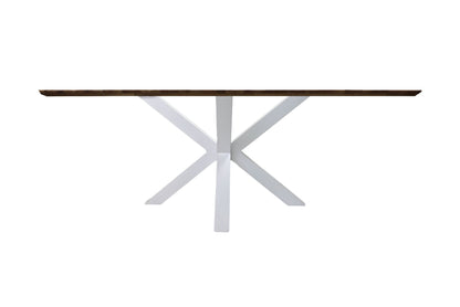 HSM Collection-Rechthoekige Eettafel Fishbone-180x90x76-Naturel/Wit-Eiken/Metaal