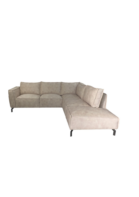 HSM Collection-Hoek Loungebank Rechts Morgan 01-261x248x88-Naturel/Zwart-Stof/Metaal