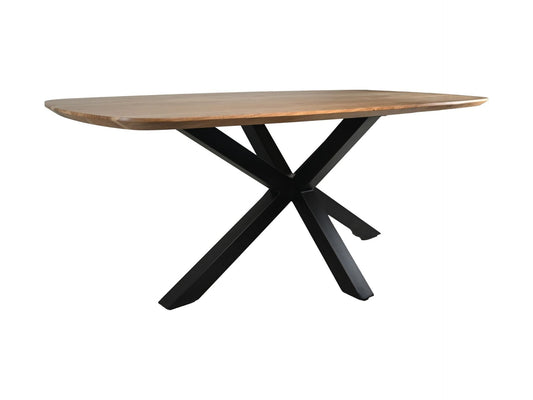 HSM Collection -Ovale tafel Santorini - 220x100x76 - Naturel/zwart - Acacia/meta