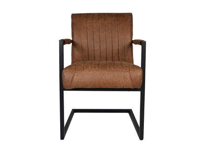 HSM Collection-Eetkamerstoel Texas Met Arm S/2-55x50x85-Cognac/Zwart-Leder/Metaal