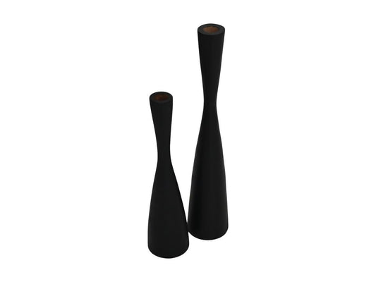 HSM Collection-Kaarsenhouder S/2-ø8X32/ø8X42-Zwart-Teak