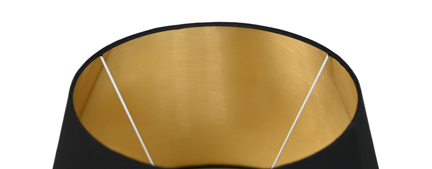 HSM Collection-Ronde Lampenkap Conisch-ø35-ø52x32-Zwart/Goud-Katoen