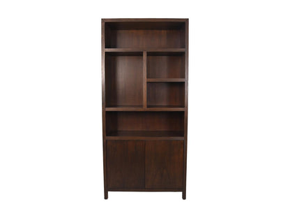 HSM Collection-Wandkast Met 5 Vakken R-100x42x215-Bruin-Teak Fineer