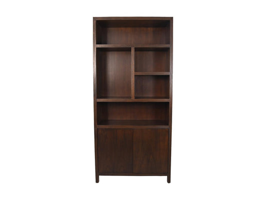 HSM Collection-Wandkast Met 5 Vakken R-100x42x215-Bruin-Teak Fineer