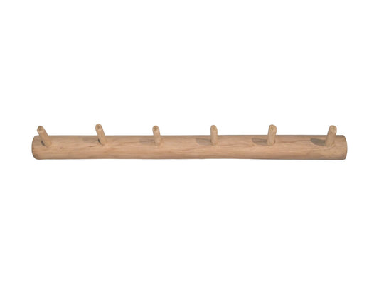 HSM Collection-Wandkapstok 6 Haken S/6-90x7x10-Naturel-Teak