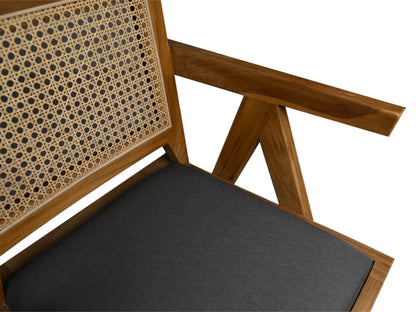 HSM Collection-Eetkamerstoel Phi-52x54x83-Naturel/Donker Grijs-Teak/Stof