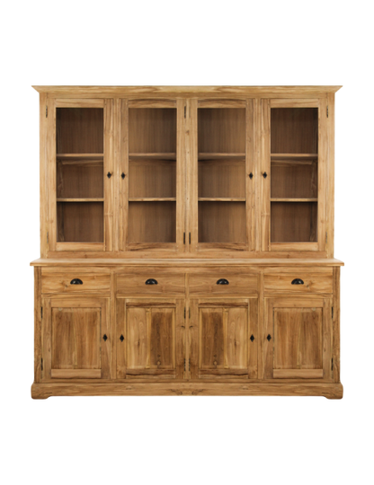 HSM Collection-Buffetkast 8 Deur 4 La-200x45x220-Naturel-Teak/Glas