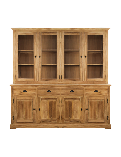 HSM Collection-Buffetkast 8 Deur 4 La-200x45x220-Naturel-Teak/Glas