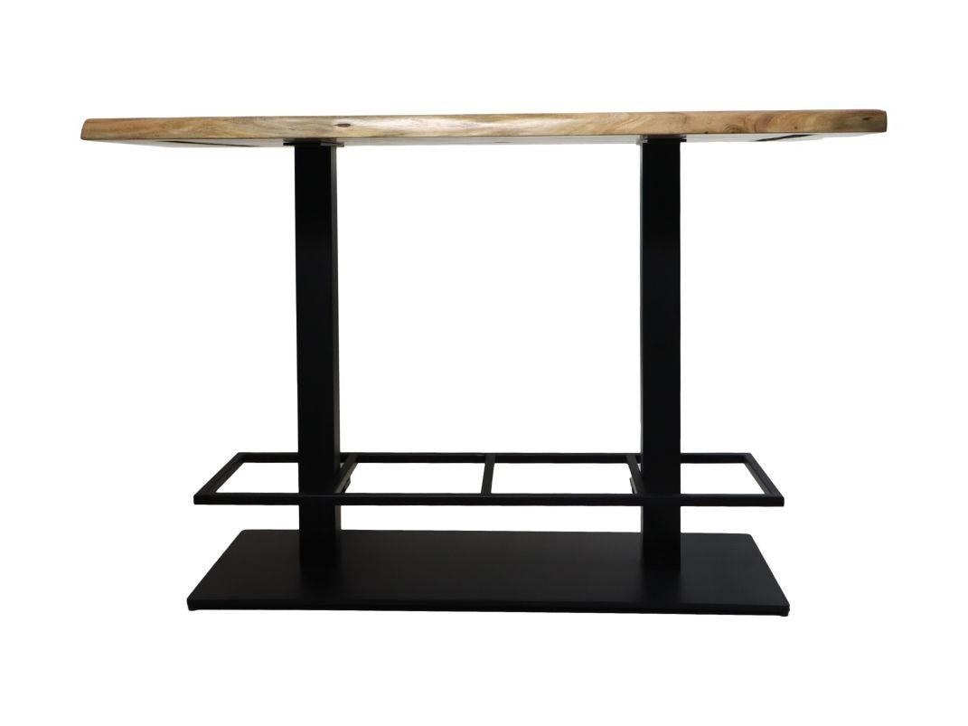 HSM Collection-Rechthoekige Bartafel 2 Pilaren-140x80x92-Naturel/Zwart-Acacia/Metaal