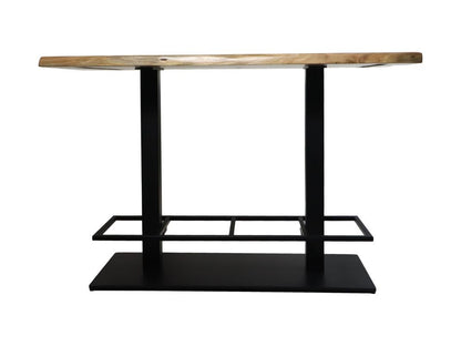 HSM Collection-Rechthoekige Bartafel 2 Pilaren-140x80x92-Naturel/Zwart-Acacia/Metaal