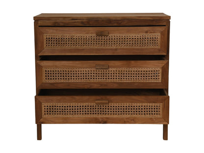 HSM Collection-Dressoir 3 La-90x42x85-Naturel-Rotan/Teak