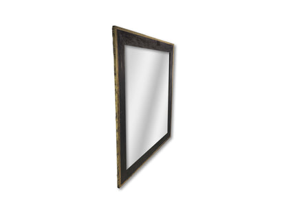 HSM Collection-Vierkante Spiegel-90x1,5x90-Zwart/Goud-Teak