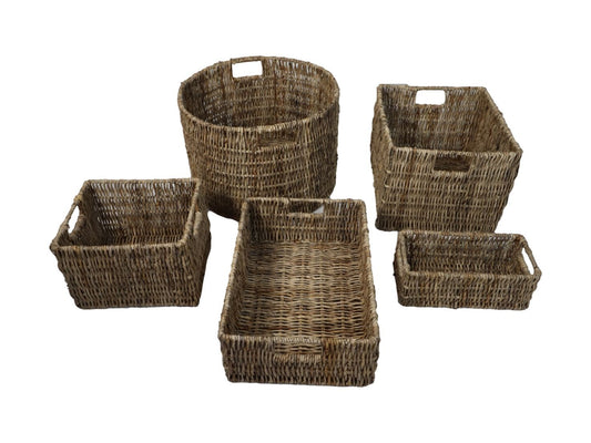 HSM Collection-Mandenset S/5-ø47x30-Naturel-Bananenblad