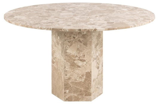 HSM Collection-Ronde Eettafel Sofia-ø130x75-Wit-Travertine