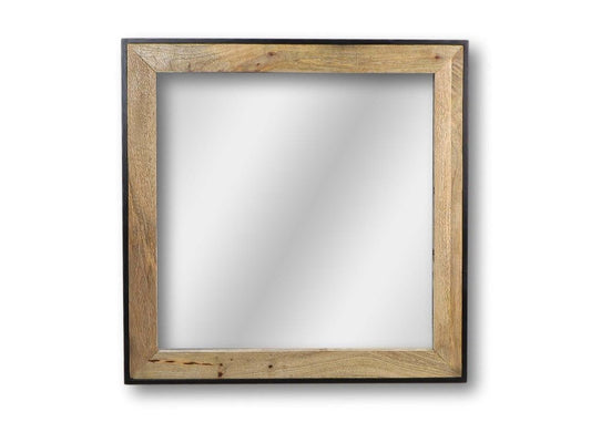 HSM Collection-Vierkante Spiegel-90x5x90-Naturel/Zwart-Mango