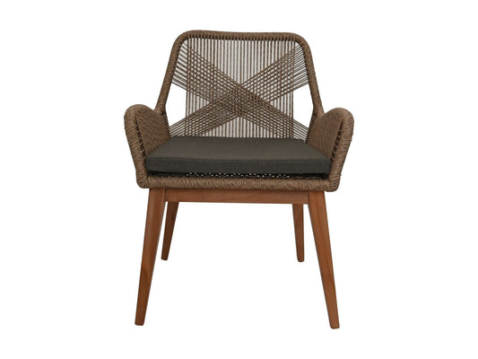 HSM Collection-Tuinstoel Coco + Kussen-60x64x87-Naturel/Naturel-Teak/Bananenblad