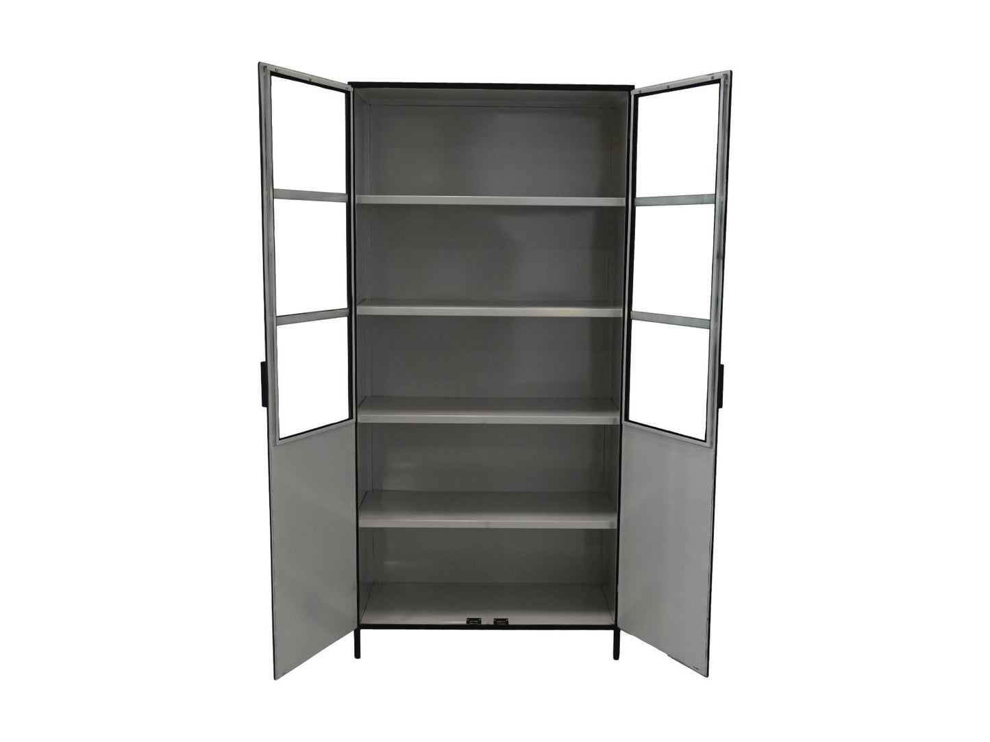 HSM Collection-Vitrinekast Bronx Hoog 2 Deur-90x40x190-Zwart/Grijs-Metaal