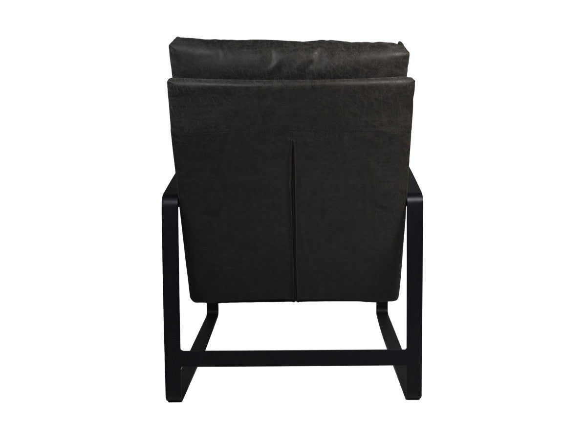 HSM Collection-Fauteuil Miami-95x65x95-Donker Grijs/Zwart-Leder/Metaal