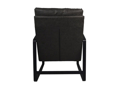 HSM Collection-Fauteuil Miami-95x65x95-Donker Grijs/Zwart-Leder/Metaal