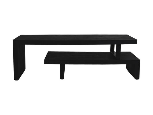 HSM Collection-Tv Meubel 2 Delig-140x40x46-Zwart-Mango/Metaal