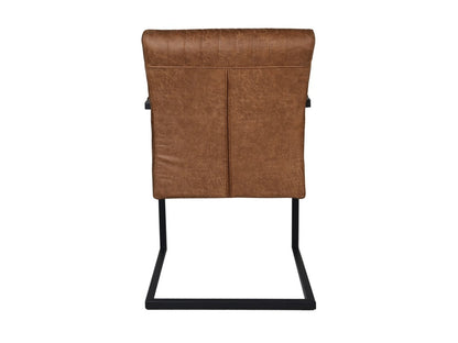 HSM Collection-Eetkamerstoel Texas Met Arm S/2-55x50x85-Cognac/Zwart-Leder/Metaal