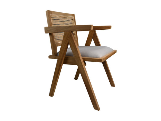 HSM Collection-Eetkamerstoel Phi+ zitting-52x54x83-Naturel/Grijs-Teak/Stof