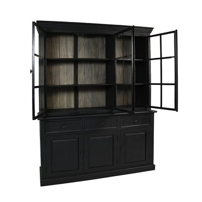 HSM Collection-Buffetkast Provence 6 Deur 3 La-160x45x215-Zwart/Grijs-Mango/Metaal