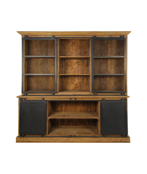 HSM Collection-Buffetkast Blackburn 4 Deur 6 La-220x50x220-Naturel/Zwart-Teak/Metaal