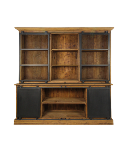 HSM Collection-Buffetkast Blackburn 4 Deur 6 La-220x50x220-Naturel/Zwart-Teak/Metaal