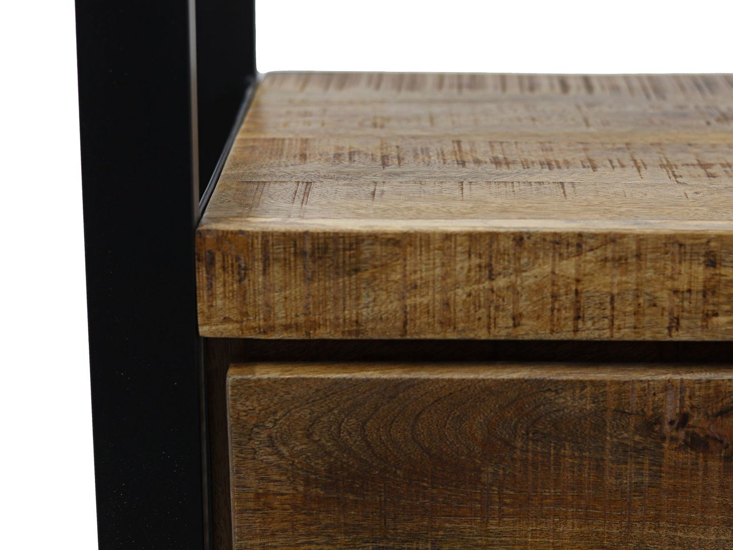HSM Collection-Boekenkast 3 Lade-55x35x175-Naturel/Zwart-Mango/Metaal
