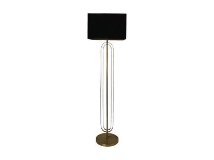 HSM Collection-Vierkante Lampenkap-42x42x28-Zwart/Goud-Stof