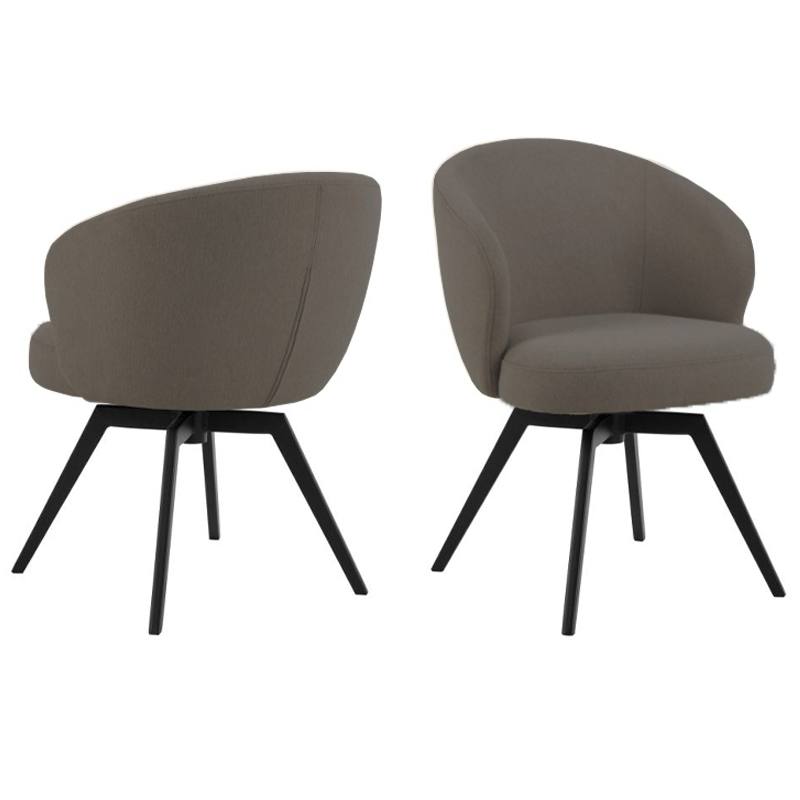 HSM Collection-Eetkamerstoel Alma + Armleuning-80x58,5x60-Antraciet/Zwart-Stof/Metaal