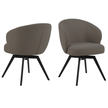 HSM Collection-Eetkamerstoel Alma + Armleuning-80x58,5x60-Antraciet/Zwart-Stof/Metaal